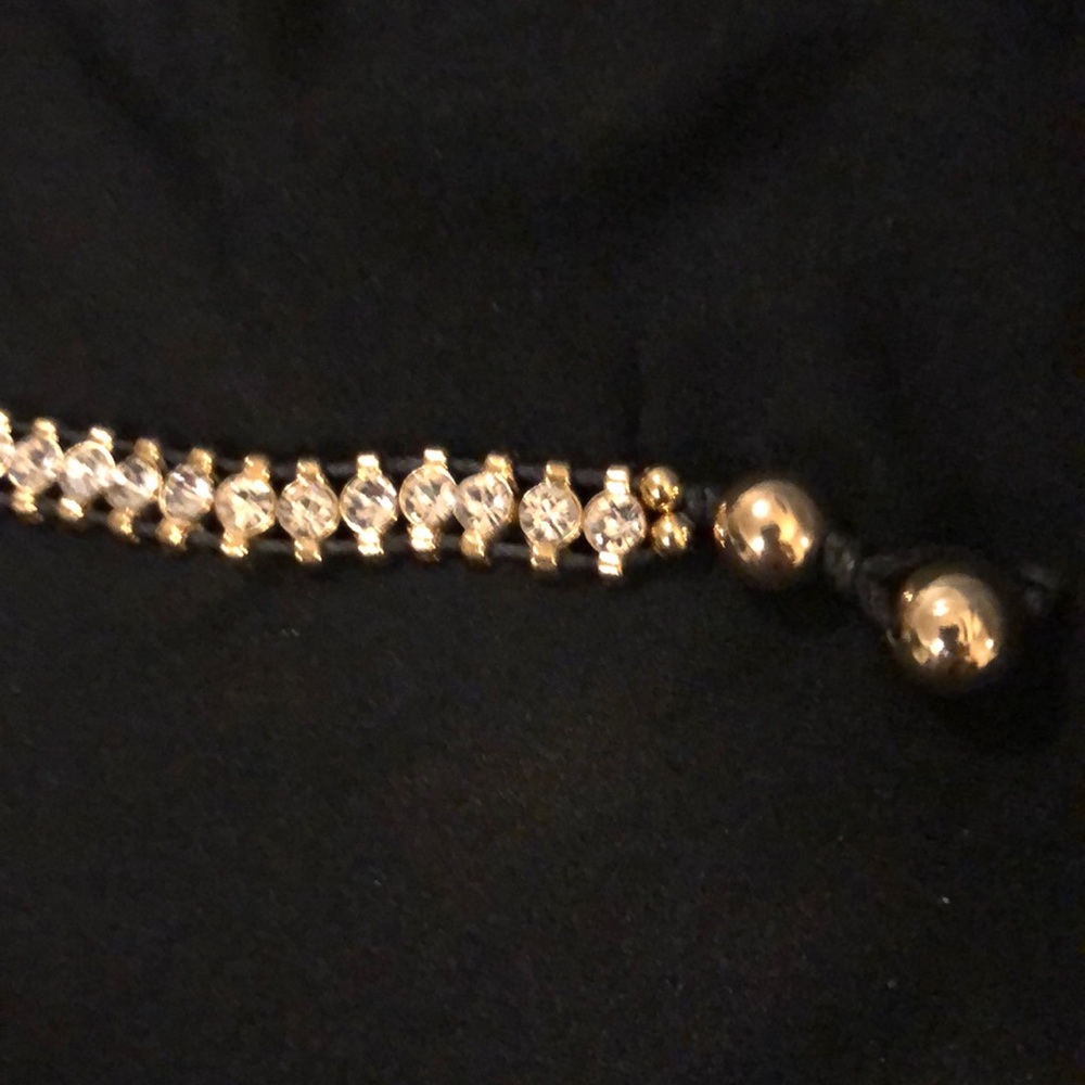 Black and crystal cord bracelet